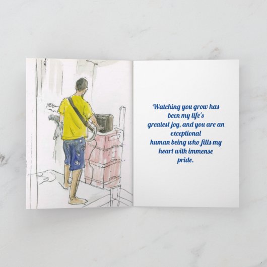 GITAAR SPELEN ZOON VERJAARDAG KAART (Binnen)