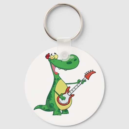 Gitaar spelende dinosaurus sleutelhanger (Voorkant)