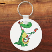 Gitaar spelende dinosaurus sleutelhanger (Voorkant)