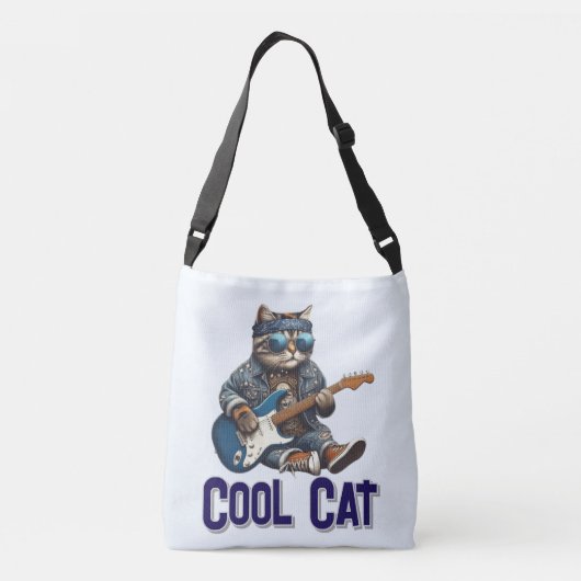 Gitaar spelende kat - Coole Kitty Vibes Crossbody Tas (Achterkant)