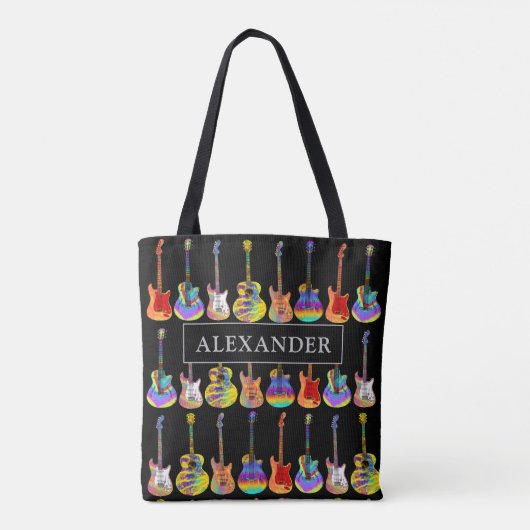 Gitaar Speler Naam Gitarist Muziek Tote Bag (Achterkant)