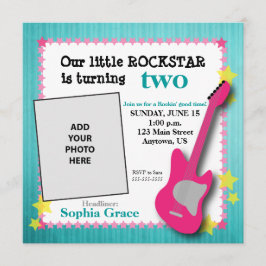 Gitaar & Sterren Girl's Rockstar Verjaardag Kaart
