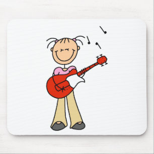 Gitaar Stick Figure Meisje Muismat