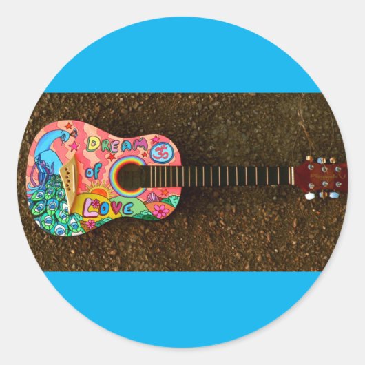 Gitaar stickers. ronde sticker (Voorkant)