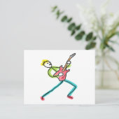 Gitaar Stickman Briefkaart (Staand voorkant)