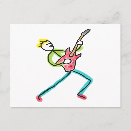 Gitaar Stickman Briefkaart (Voorkant)