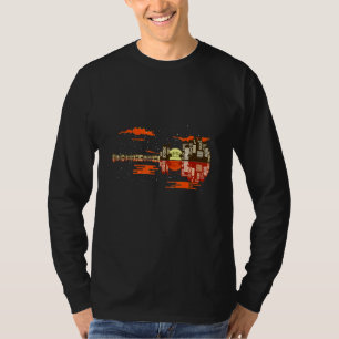 Gitaar Sunset Sky City Lake Reflection Special Des T-shirt