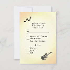 Gitaar Thema Gele Trouw Uitnodiging  