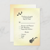 Gitaar Thema Gele Trouw Uitnodiging   (Voorkant / Achterkant)