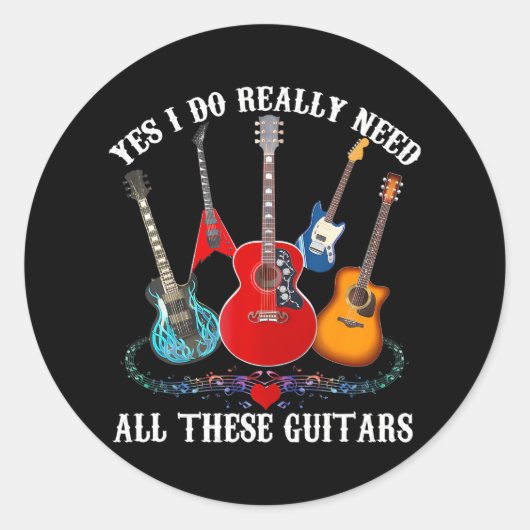 Gitaar thema gitaar speler heeft deze gitaren nodi ronde sticker (Voorkant)