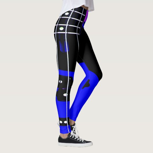 Gitaar thema Leggings zwart en blauw (Rechts)