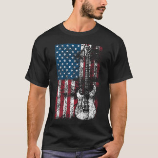 Gitaar USA Vlag Patriottisch T-shirt