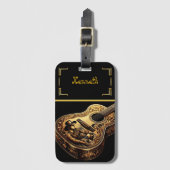 Gitaar van wit en goud met Cowboy Art Bagagelabel (Voorkant (verticaal))