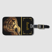 Gitaar van wit en goud met Cowboy Art Bagagelabel (Voorkant (horizontaal))