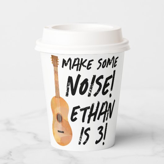 Gitaar Verjaardag Party Paper Cups - Muziek Verjaa Papieren Bekers (Achterkant)