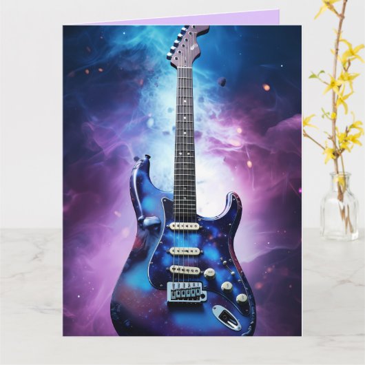 GITAAR VERJAARDAG WENSKAART KAART (Gele Bloem)