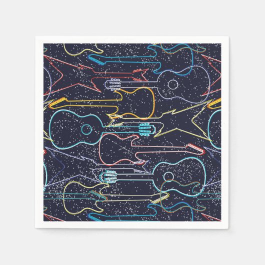 Gitaar verjaardagsfeest muziek servet (Voorkant)