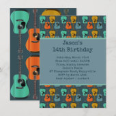 Gitaar Verjaardagsfeestje Tiener Jongen Uitnodigin Kaart (Voorkant / Achterkant)