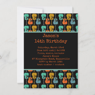 Gitaar Verjaardagsfeestje Tiener Jongen Uitnodigin Kaart