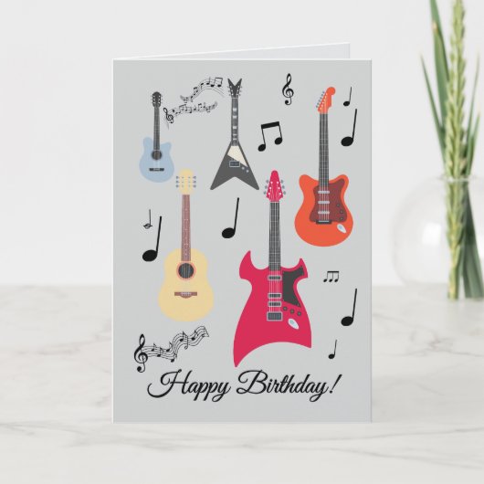 Gitaar Verjaardagskaart Feestdagen Kaart (Voorkant)