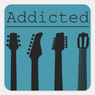 gitaar verslaafd vierkante sticker