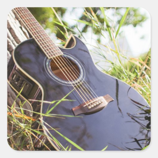  gitaar vierkante sticker (Voorkant)