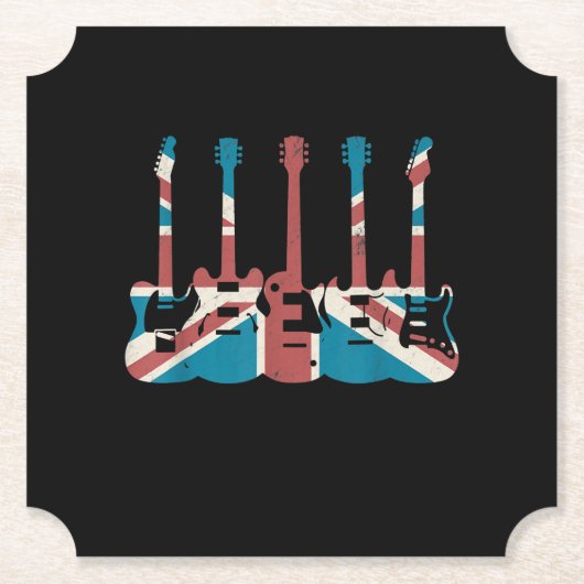 gitaar Vlag Groot-Brittannië - gitaarspeler Kartonnen Onderzetters (Voorkant)