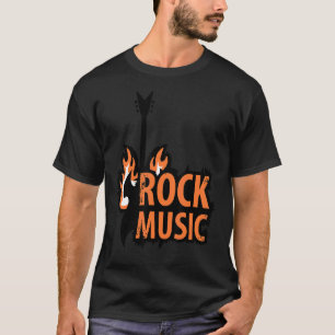 Gitaar vlammen en rock en roll t-shirt