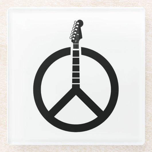 Gitaar Vredesteken Glazen Onderzetter (Voorkant)