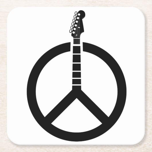 Gitaar Vredesteken Kartonnen Onderzetters (Voorkant)