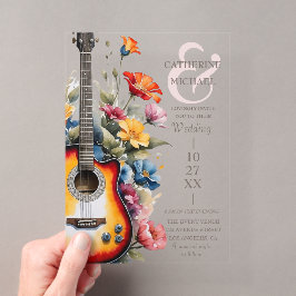 Gitaar Wildflower Ampersand Musical Wedding Acryl Uitnodigingen