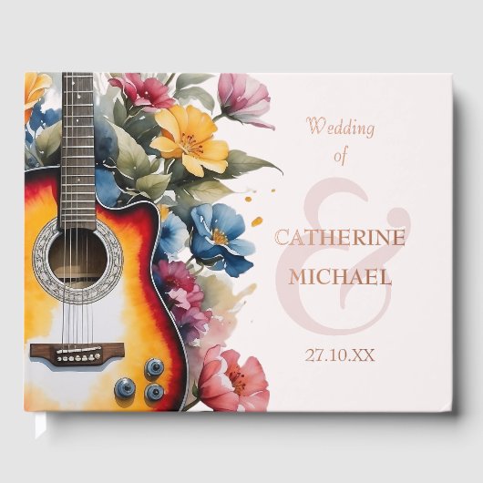 Gitaar Wildflower Ampersand Musical Wedding Gastenboek (Voorkant)