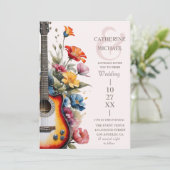 Gitaar Wildflower Ampersand Musical Wedding Kaart (Staand voorkant)