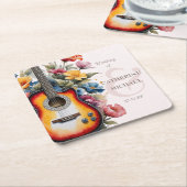 Gitaar Wildflower Ampersand Musical Wedding Kartonnen Onderzetters (Schuin)