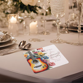 Gitaar Wildflower Ampersand Musical Wedding Kartonnen Onderzetters