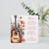 Gitaar Wildflower Ampersand Musical Wedding Menu (Staand voorkant)