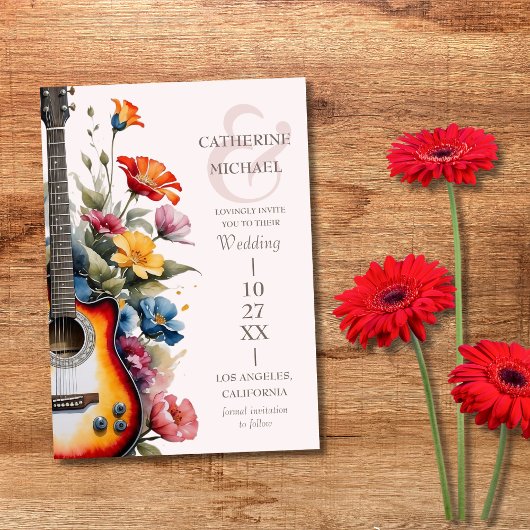 Gitaar Wildflower Ampersand Musical Wedding Save The Date