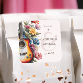 Gitaar Wildflower Ampersand Musical Wedding Vierkante Sticker