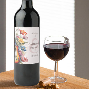 Gitaar Wildflower Ampersand Musical Wedding Wijn Etiket