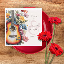 Gitaar Wildflower Ampersand Muzikale Trouwdag Servet