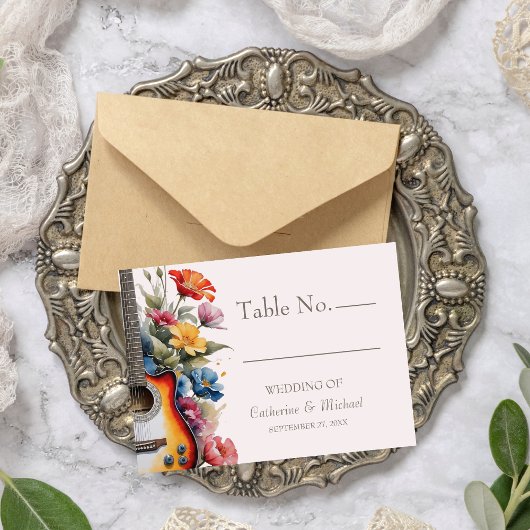 Gitaar Wildflower Musical Country Spring Wedding Plaatskaartje