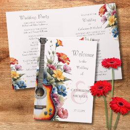 Gitaar Wildflower Musical Country Spring Wedding Programma