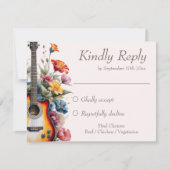 Gitaar Wildflower Musical Country Spring Wedding RSVP Kaartje (Voorkant)