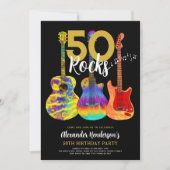 Gitaar Zwart en Goud 50ste verjaardagsfeest Kaart (Voorkant)