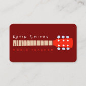 Gitaarhals Donkerrode Muziekleraar Visitekaartje (Voorkant)