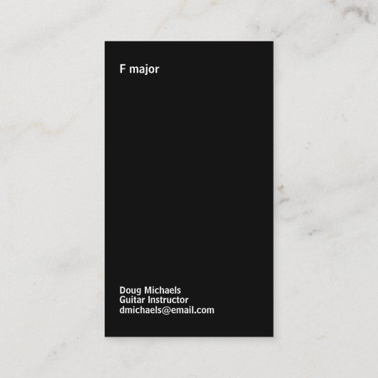 Gitaarinstructeur F Major Visitekaartje (Achterkant)
