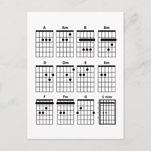 gitaarkoorden briefkaart (Voorkant)