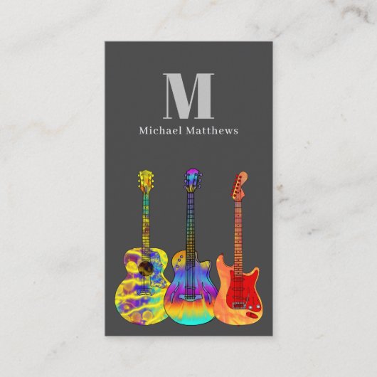 Gitaarleraar Custom Logo en Social Media Visitekaartje (Voorkant)