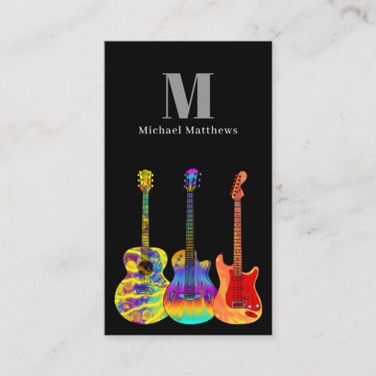 Gitaarleraar Custom Logo en Social Media Visitekaartje (Voorkant)