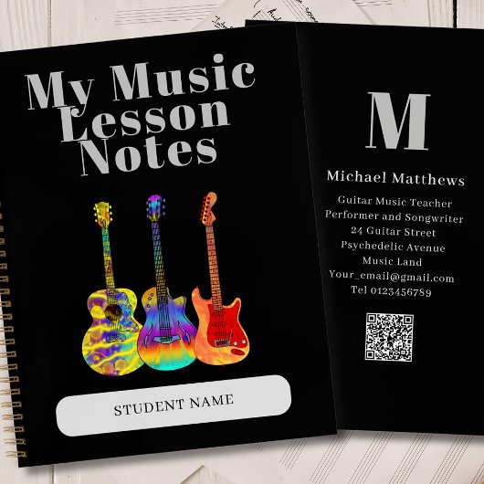 Gitaarleraar Custom Student Music Lesson Notitieboek